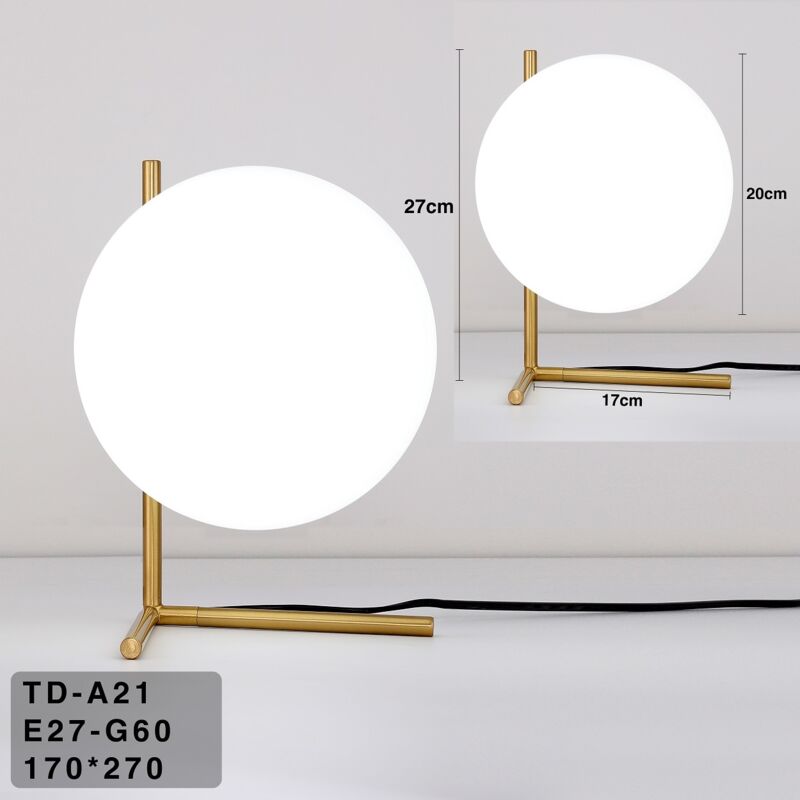 foto del prodotto lampada da tavolo scrivania ramo con sfera in vetro attacco e27 oro argento luce moderno minimal led oro