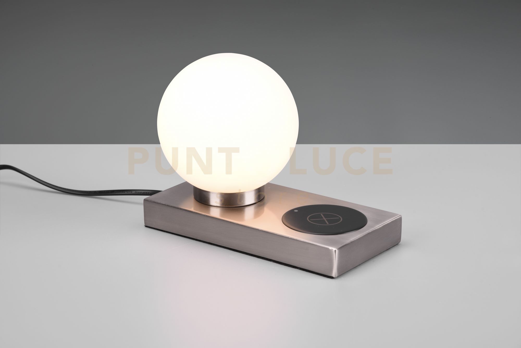 foto del prodotto lampada da tavolo sfera vetro bianca r59080107 acciaio