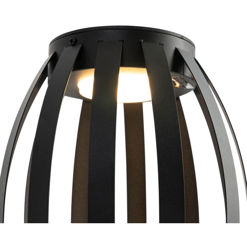 foto del prodotto lampada da tavolo sheldon moderno acciaio,plastico nero tondo non sostituibile led max. 1 x 1.5 watt qazqa
