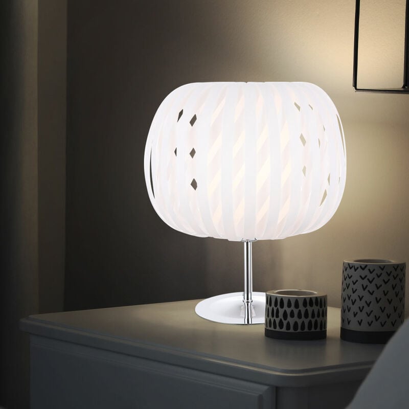 foto del prodotto lampada da tavolo, soggiorno, camera da letto, illuminazione, lampada da lettura, bianca come set, comprese le lampadine a led