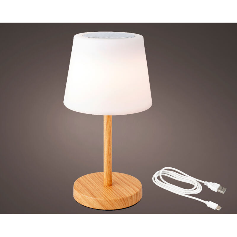 foto del prodotto lampada da tavolo speaker h38cm legno.