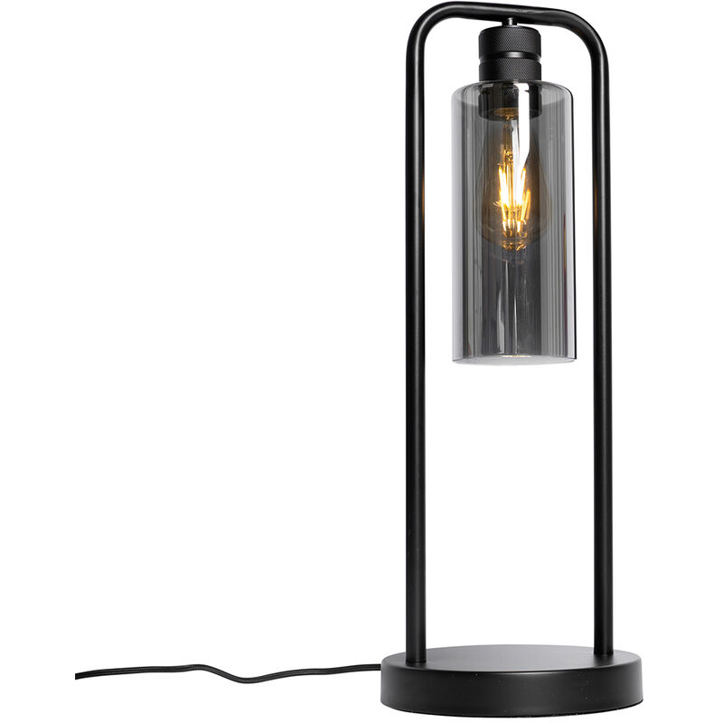 foto del prodotto lampada da tavolo stavelot moderno acciaio,vetro nero grigio oblungo max. 1 x watt qazqa