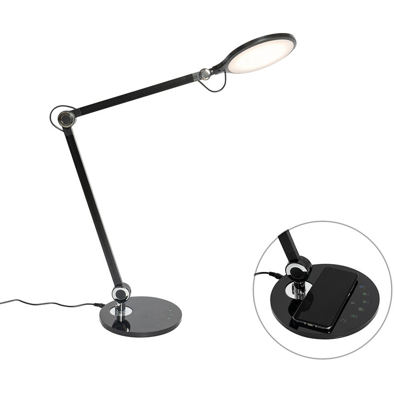 foto del prodotto lampada da tavolo tattile touch don moderno plastico nero oblungo non sostituibile led max. 1 x 10 watt qazqa
