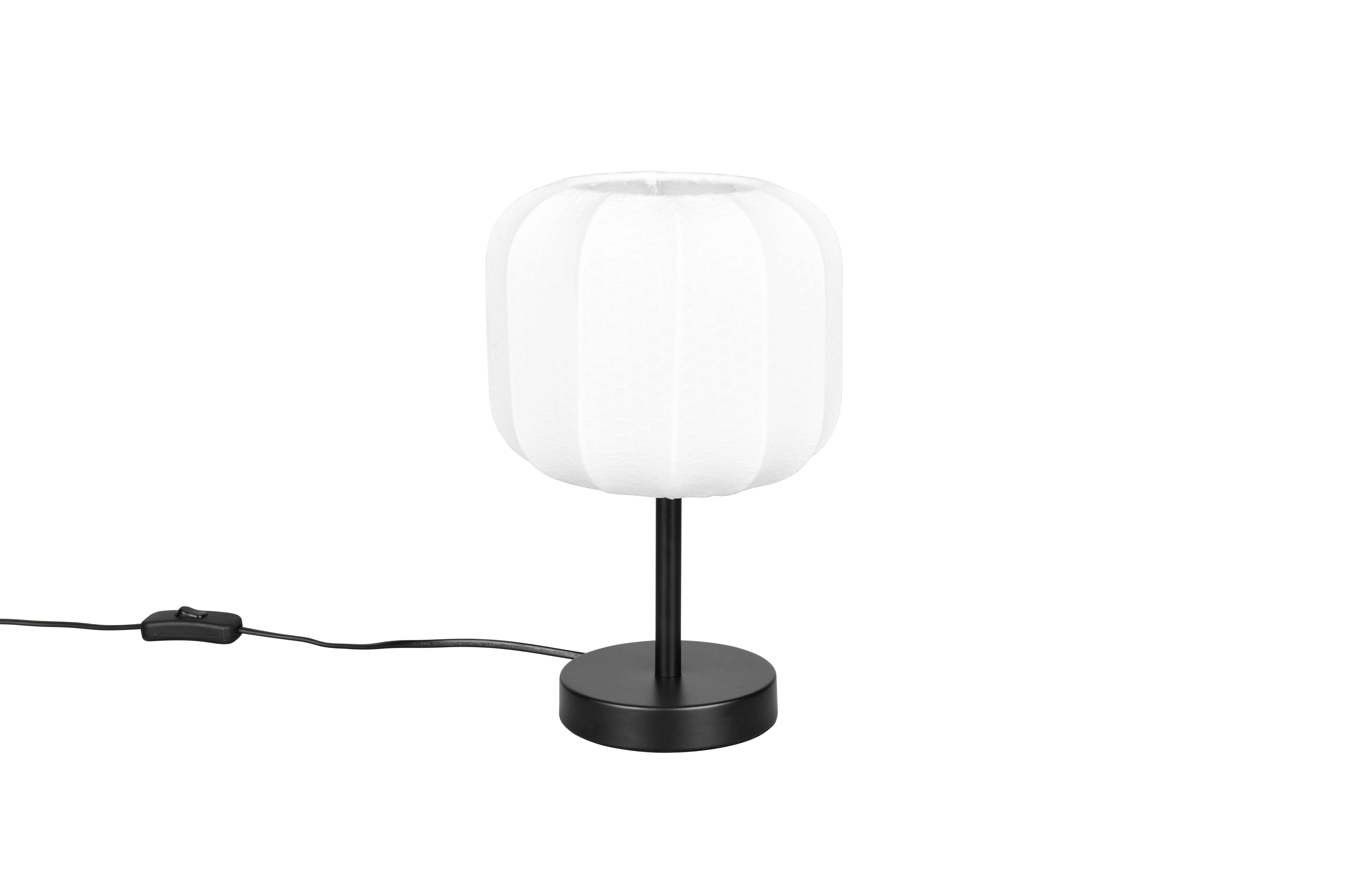 foto del prodotto lampada da tavolo, tessuto e metallo, bianco e nero, h 32 cm, madeline