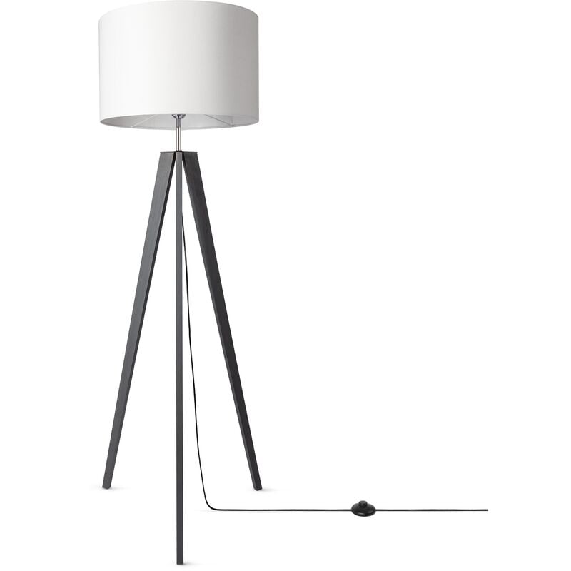 foto del prodotto lampada da tavolo treppiede da comodino da terra e27 stoffa paralume uni lampada da terra nero, bianco 44.5 cm paco home