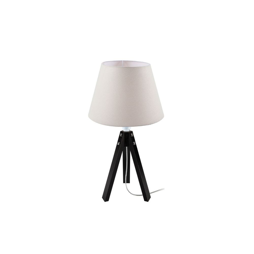 foto del prodotto lampada da tavolo treppiede nero e paralume tessuto colore bianco decopic2632