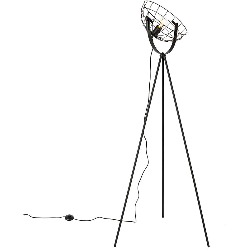 foto del prodotto lampada da tavolo tripode hanze industriale acciaio nero tondo max. 1 x watt qazqa
