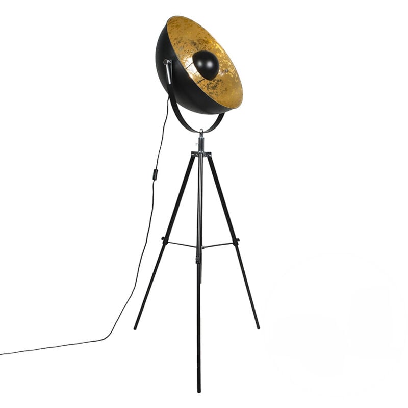 foto del prodotto lampada da tavolo tripode magna yeyang moderno acciaio nero oro ottone tondo oblungo e27 max. 1 x 7 watt qazqa