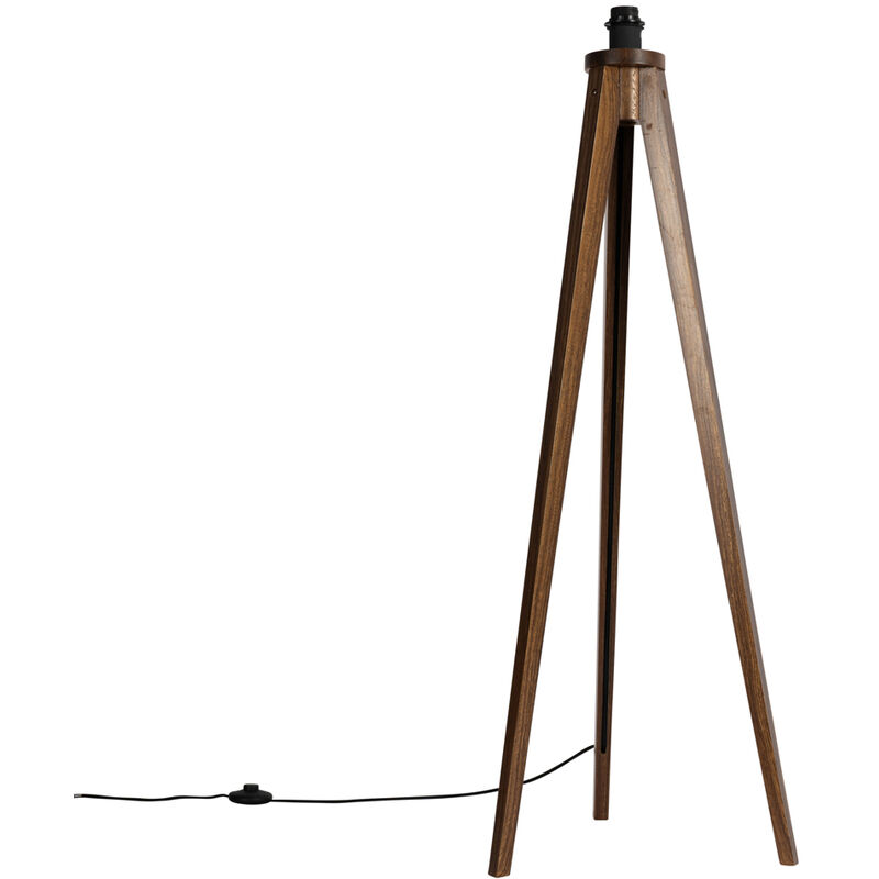 foto del prodotto lampada da tavolo tripode tripodclassic rustico legno,acciaio marrone tondo max. 1 x watt qazqa