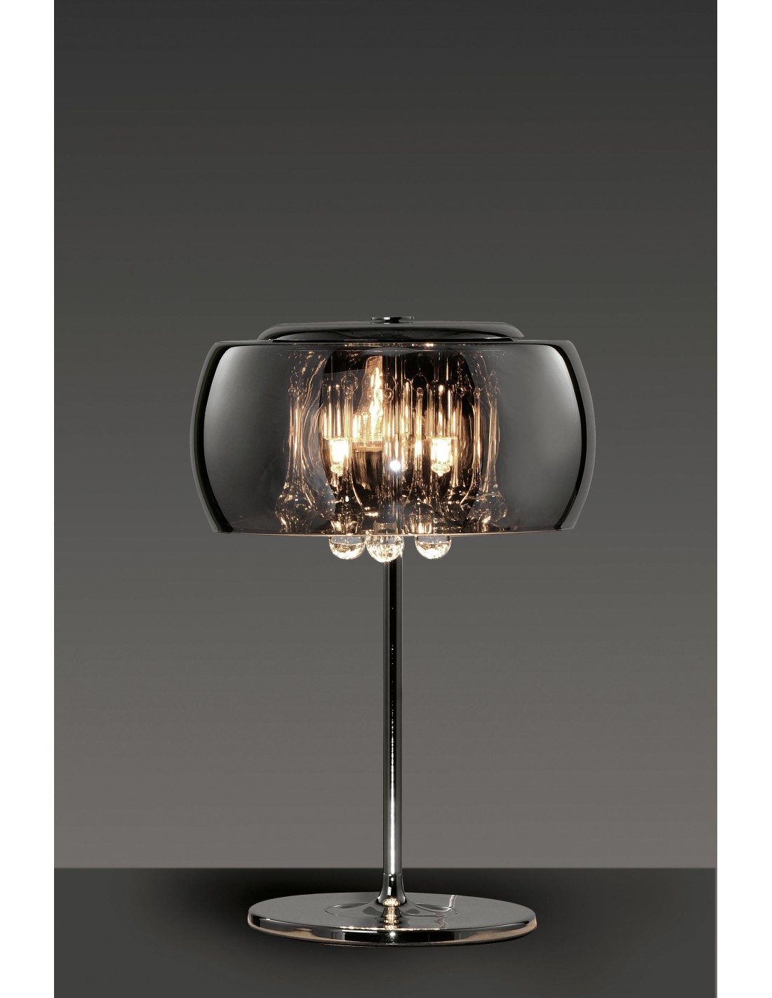 foto del prodotto lampada da tavolo vapore vetro cromo e pendenti 28 cm trio lighting