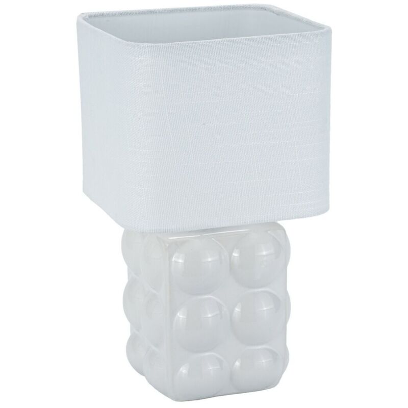 foto del prodotto lampada da tavolo versa bianco lino ceramica 16 x 29 cm