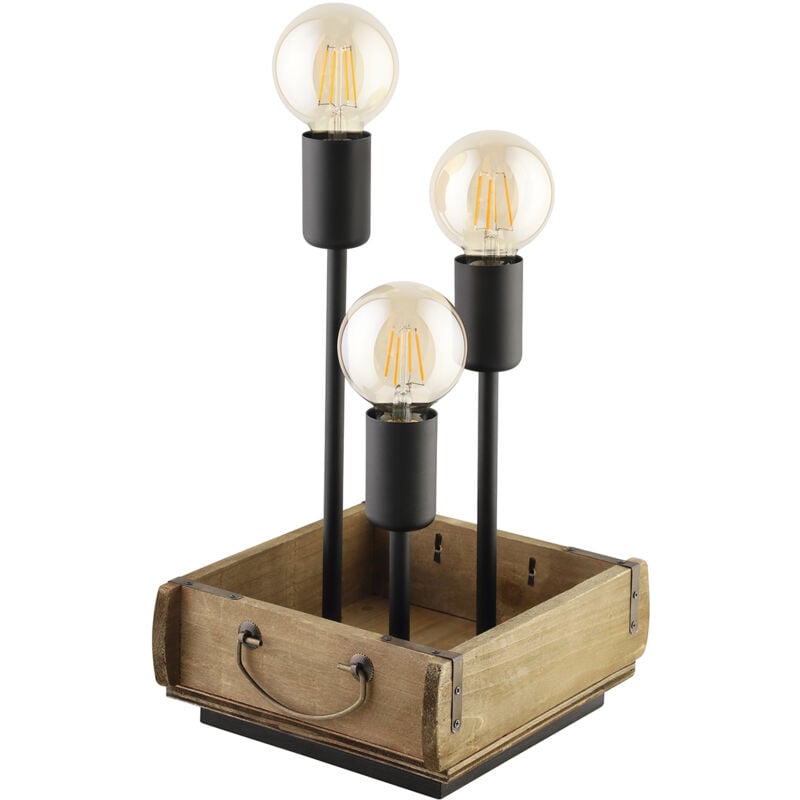 foto del prodotto lampada da tavolo vintage wootton legno marrone 3 luci e27