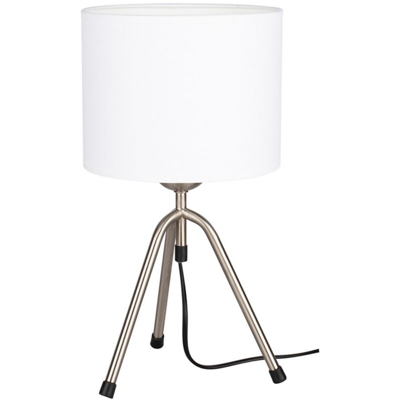 foto del prodotto lampada da tavolo ybbs, metallo, tessuto, argento, bianco, 24x24x26,5 cm