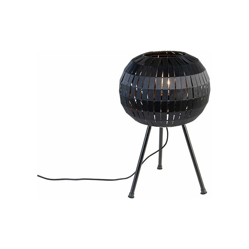 foto del prodotto lampada da tavolo zoe moderno acciaio,tessuto nero tondo max. 1 x watt qazqa