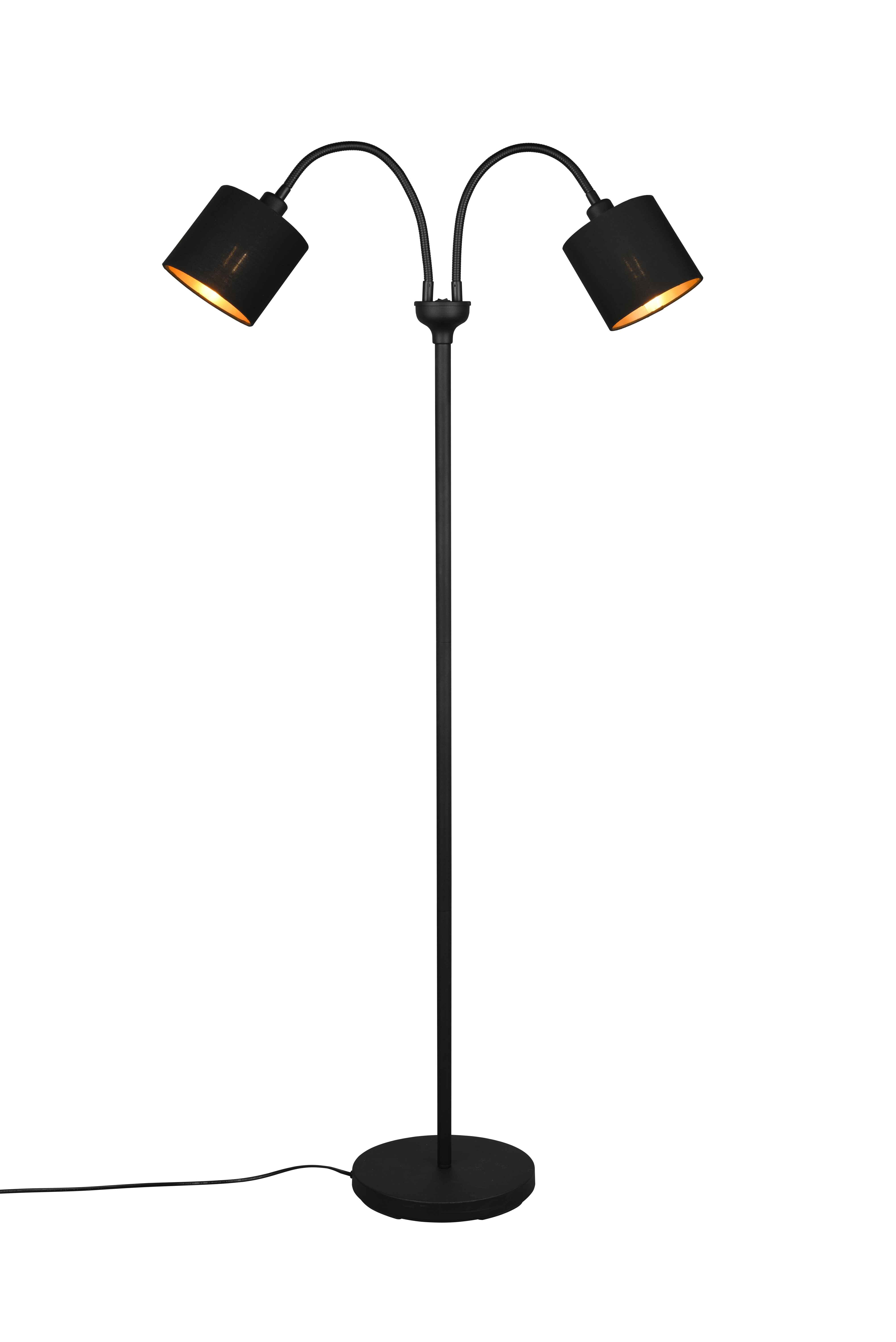 foto del prodotto lampada da terra 2 luci, metallo, nero opaco e oro, h 130 cm, tommy