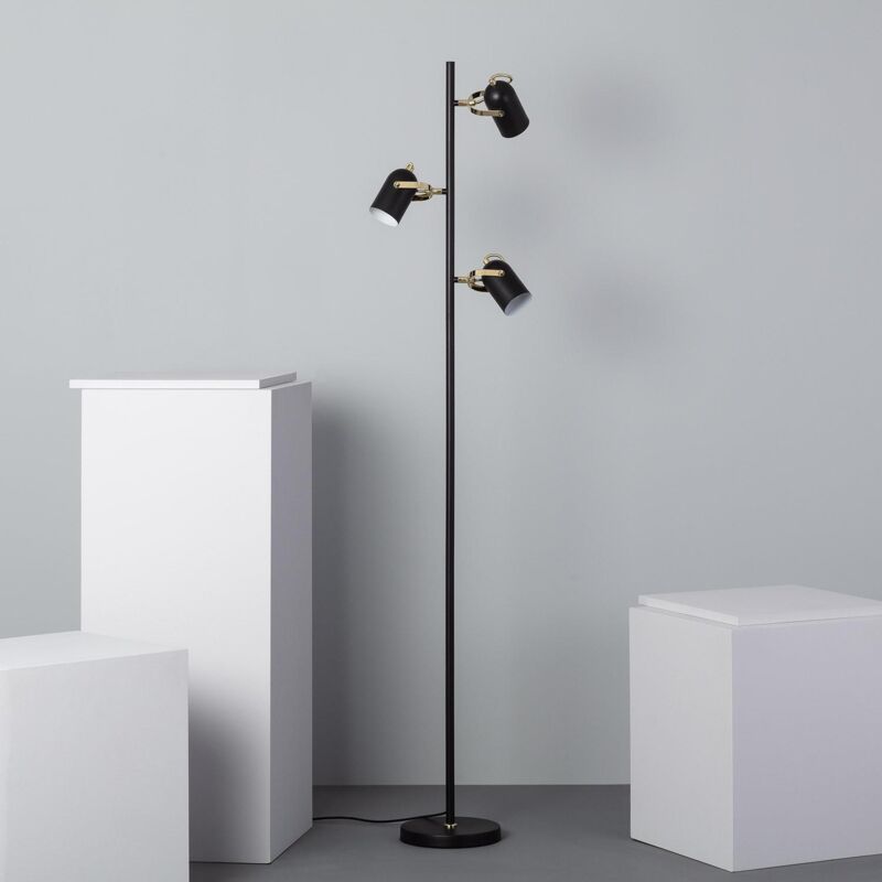 foto del prodotto lampada da terra 3 faretti cano nero
