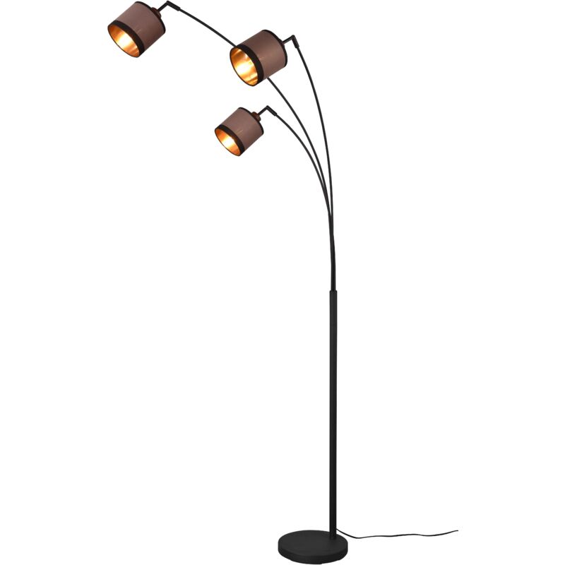 foto del prodotto lampada da terra 3 luci, metallo e tessuto, nero e taupe, h185 cm, davos