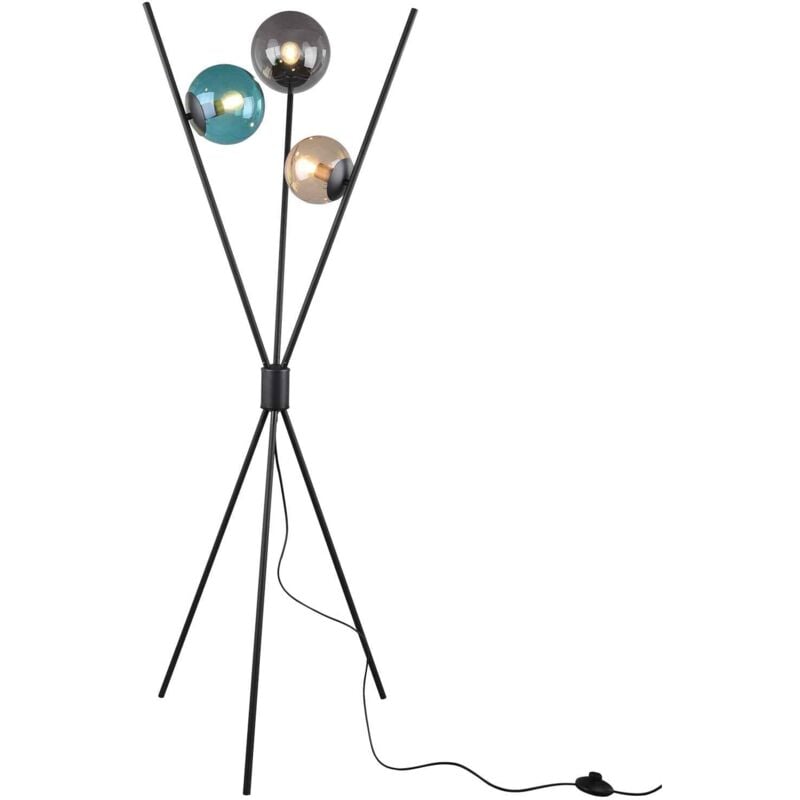 foto del prodotto lampada da terra 3 luci, metallo e vetro, nero opaco e multicolor, h156 cm, lance