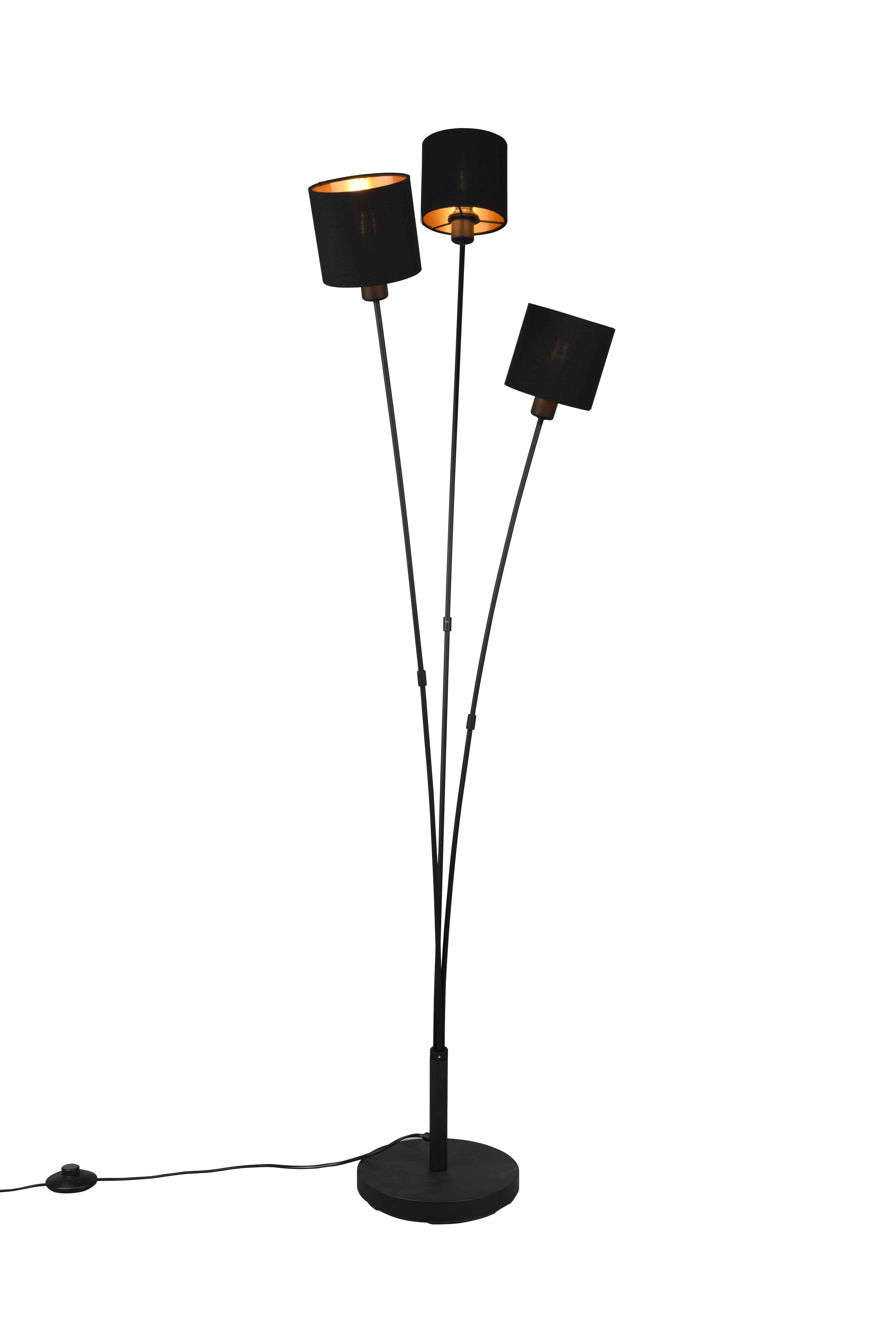 foto del prodotto lampada da terra 3 luci, metallo, nero opaco e oro, h 150 cm, tommy