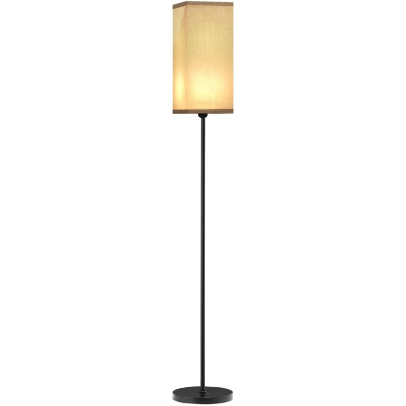 foto del prodotto lampada da terra 40w con interruttore a pedale 25x161.5 cm paralume in tessuto effetto lino nero e beige