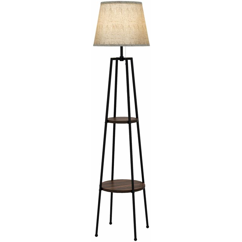 foto del prodotto lampada da terra 42x166 cm in metallo e mdf nero e marrone