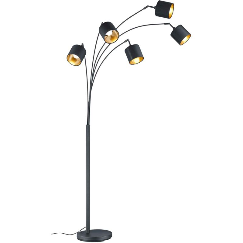 foto del prodotto lampada da terra 5 luci, nero opaco e oro, h200 cm, tommy