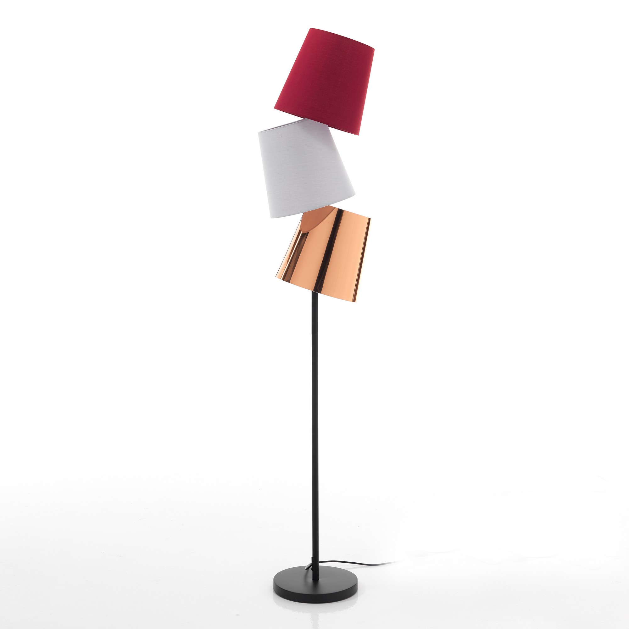foto del prodotto lampada da terra a 3 luci in tessuto multicolore cm. h.162xl.33xp.25