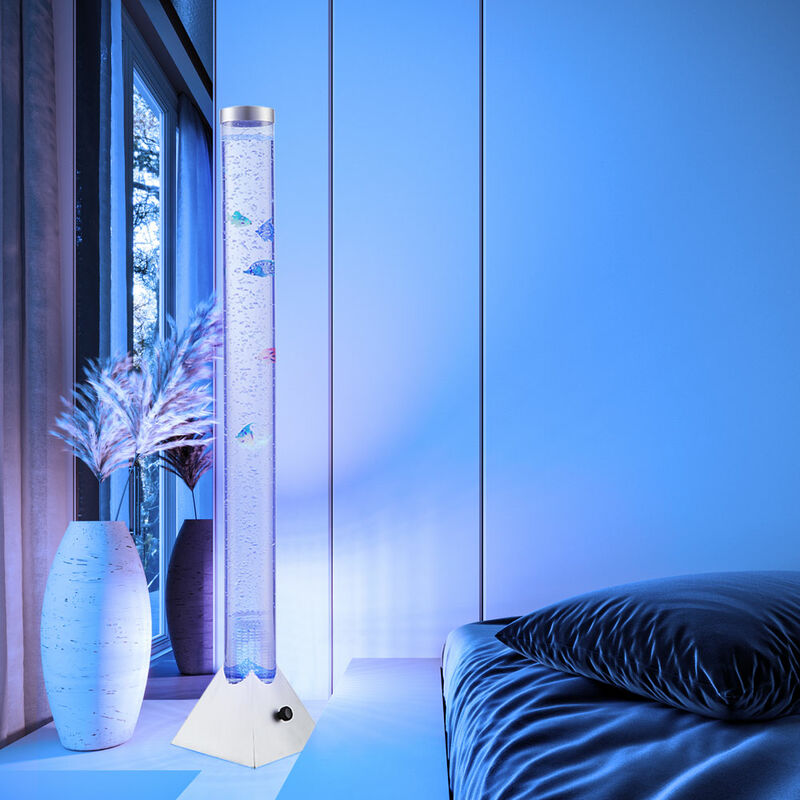 foto del prodotto lampada da terra a colonna d acqua a bolle d aria lampada decorativa a led, con 5 pesci decorativi, intensit delle bolle regolabile, lxlxh