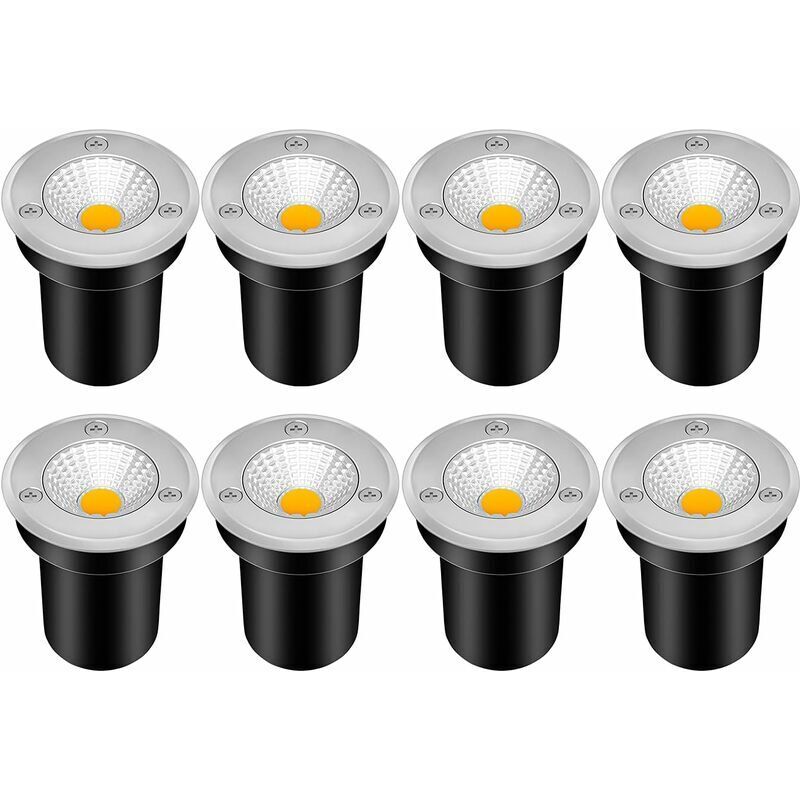 foto del prodotto lampada da terra a led a bassa tensione impermeabile, 3 w, 12 v 24 v, ip67, per esterni confezione da 8 pezzi, bianco caldo .