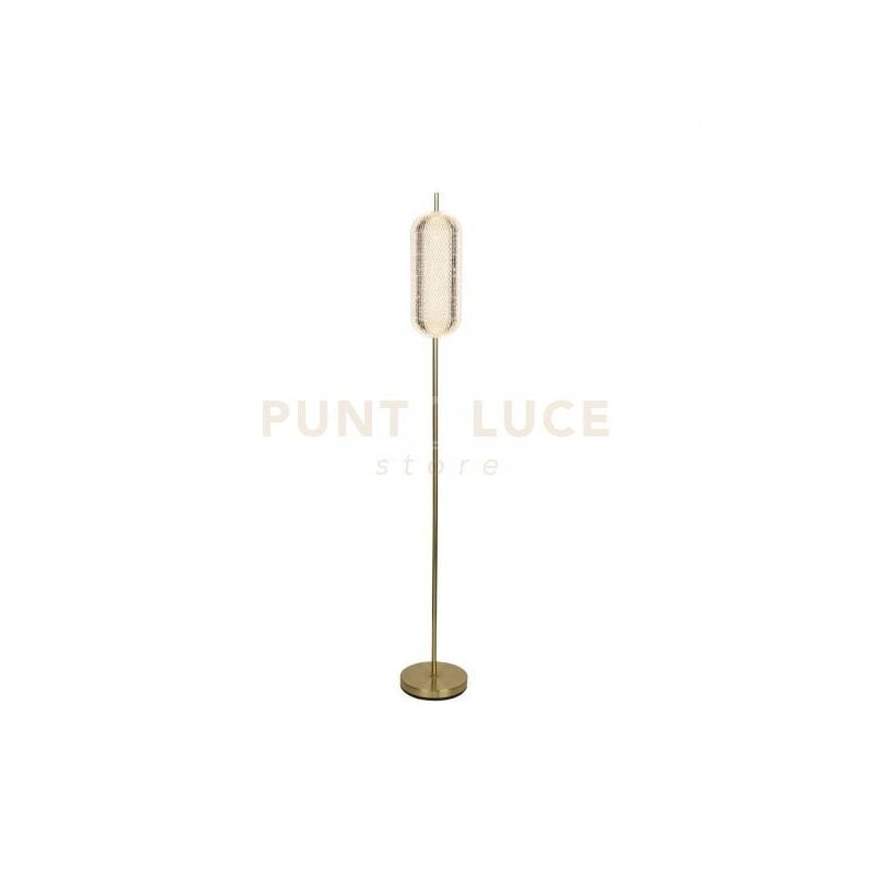 foto del prodotto lampada da terra a led capsule, metallo ottone satinato e paralume in acrilico