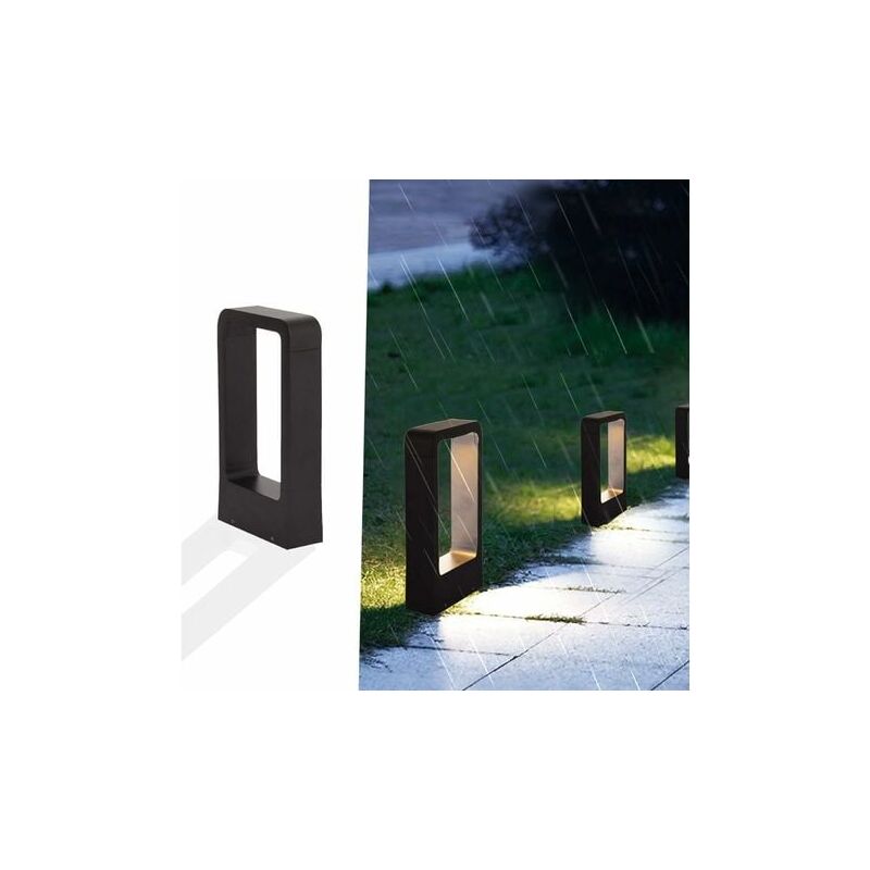foto del prodotto lampada da terra a led con attacco 7w 3000k ip65 impermeabile, design nero, luce bianca calda per esterni, patio e giardino