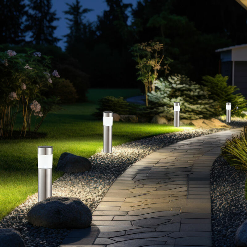 foto del prodotto lampada da terra a led con picchetto solare lampada da terra lampada da terra lampada da giardino lampada da terra, acciaio inossidabile, 1x 0,06 w,