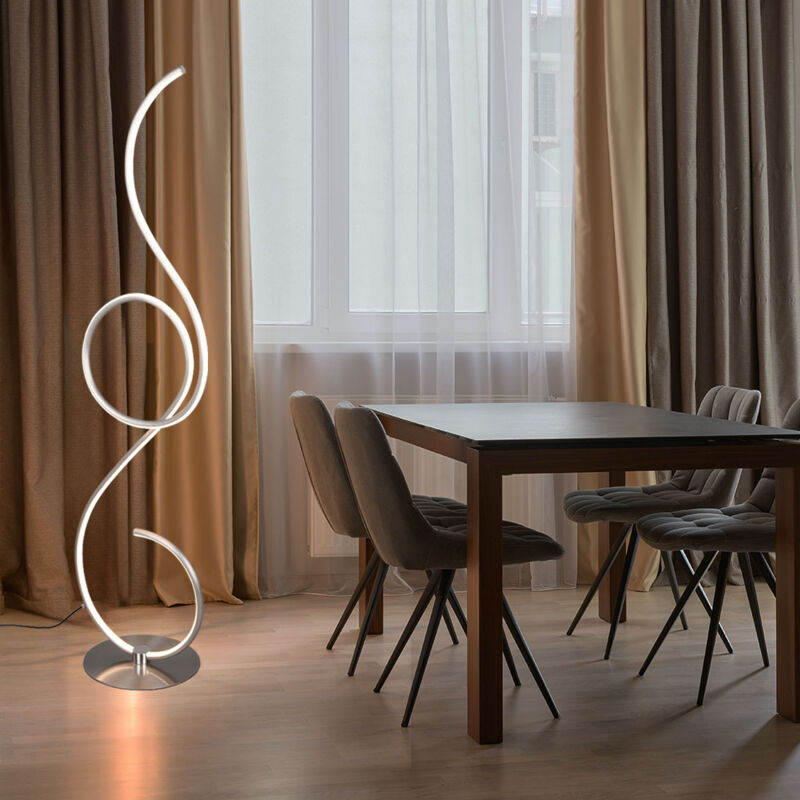 foto del prodotto lampada da terra a led dimmerabile lampada da terra di design argento lampada da terra per soggiorno, interruttore a pedale cct, 23w 2700lm 2700k