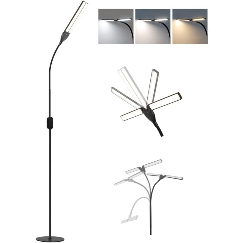 immagine 0 del prodotto lampada da terra a led dimmerabile lampada da terra per soggiorno nera 158 cm lampada da terra moderna touch da 9 w con timer e funzione di memoria