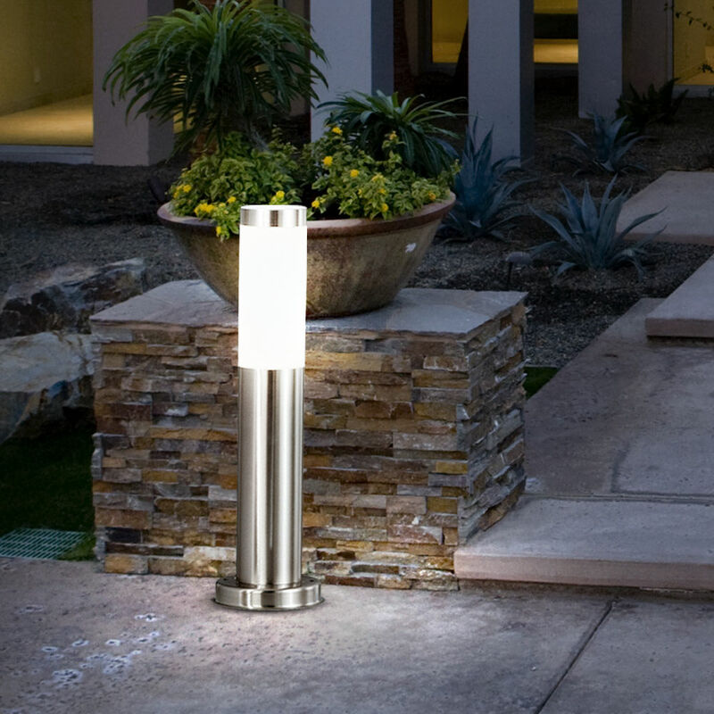 foto del prodotto lampada da terra a led in acciaio inox percorso da giardino illuminazione per esterni supporto per patio luce argento