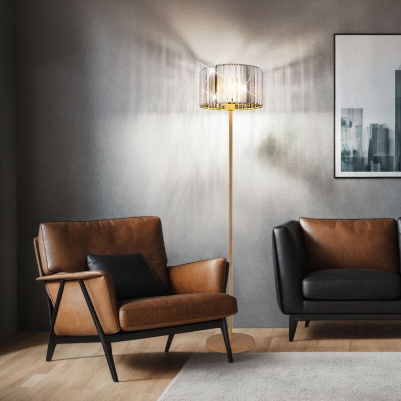 foto del prodotto lampada da terra a led in legno cristalli da soggiorno lampada laterale, metallo, 9w 810lm bianco caldo, dxh 35x150 cm