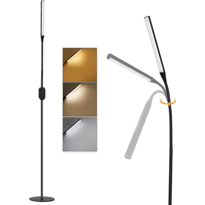 foto del prodotto lampada da terra a led lampada da lettura 178 cm lampada da scrivania dimmerabile camera da letto nera lampada da terra da lettura modern touch da