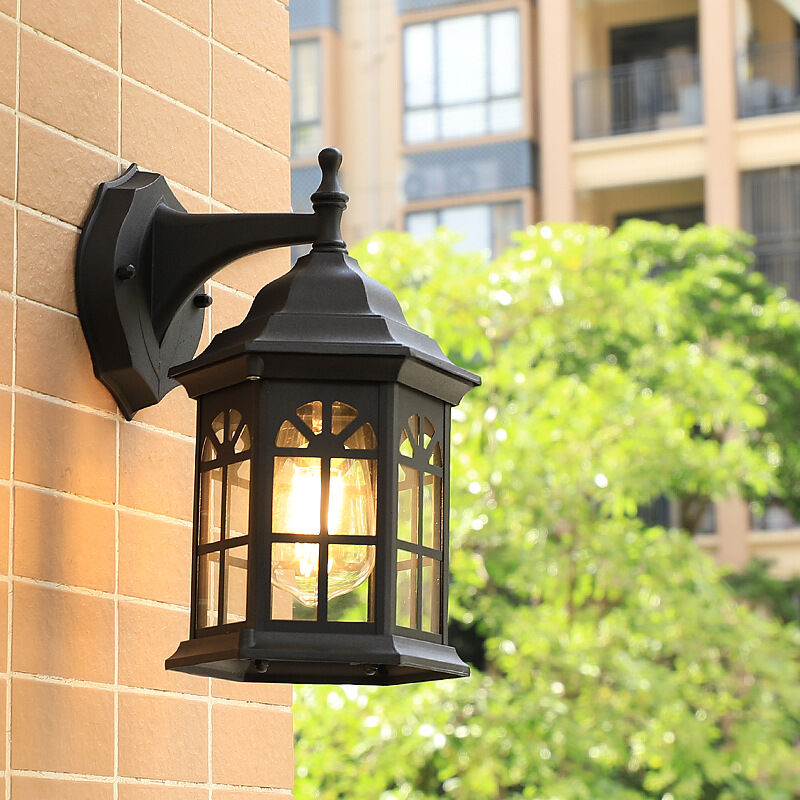 foto del prodotto lampada da terra a led per esterni, applique impermeabile per esterni, giardino, patio, vialetto, garage, cortile, nero e27 lampadina non inclusa 