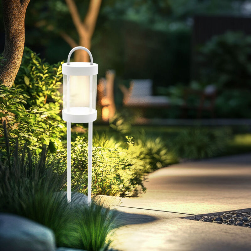 foto del prodotto lampada da terra a led per esterni lampada da giardino bianca in alluminio, 8 watt 855 lumen bianco caldo, dxh 12,5x65 cm