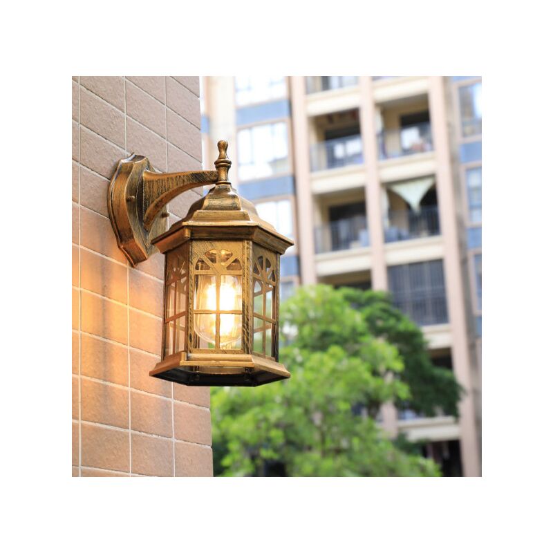 foto del prodotto lampada da terra a led per esterni, lampada da parete impermeabile, per giardino, patio, vialetto, garage, bronzo, e27 lampadina non inclusa 
