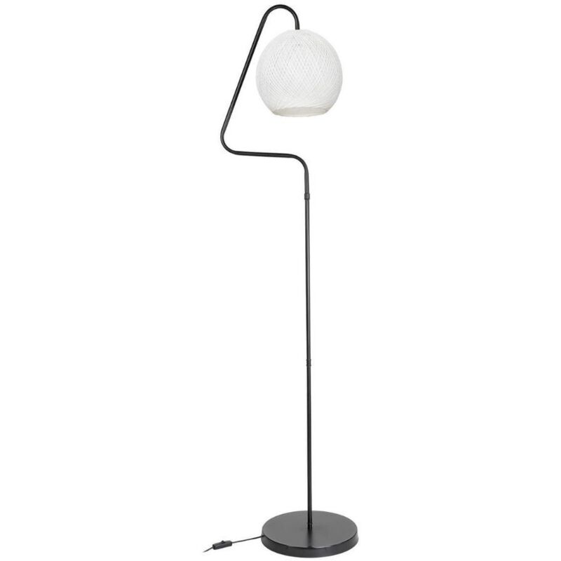 foto del prodotto lampada da terra a stelo grigio e paralume tessuto bianco yumak mdl4256