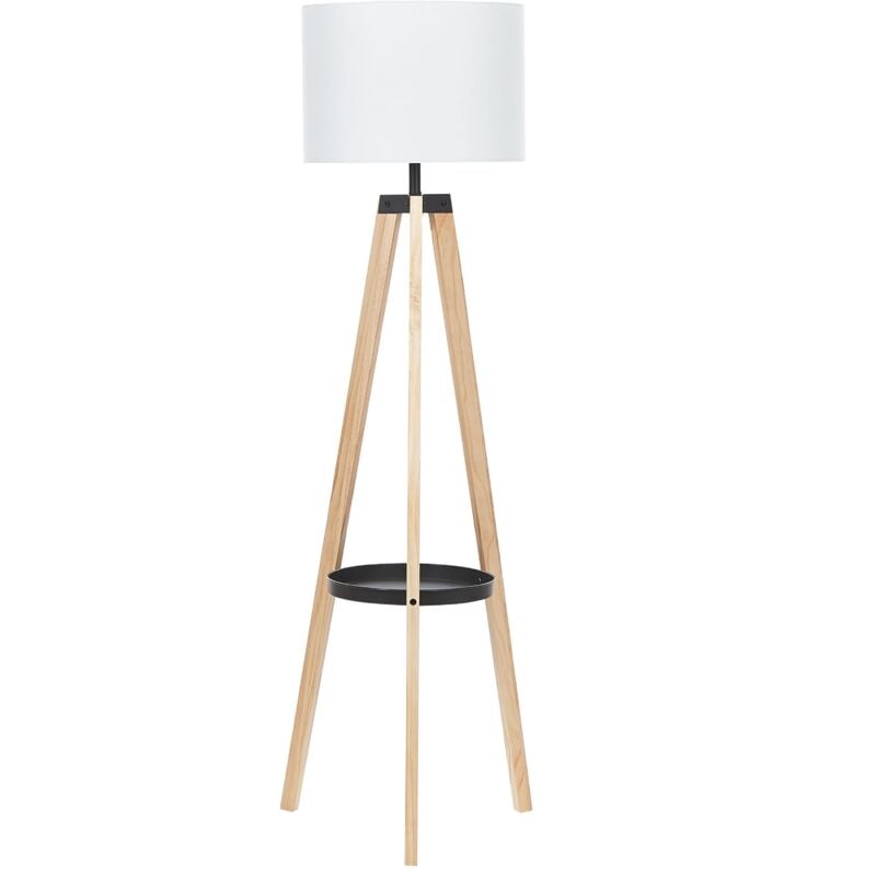 foto del prodotto lampada da terra a treppiede bianco e legno chiaro bluff