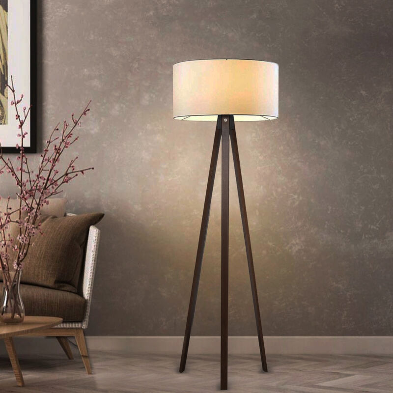 foto del prodotto lampada da terra a treppiede newport alta 140 cm paralume cilindrico color crema lux.pro