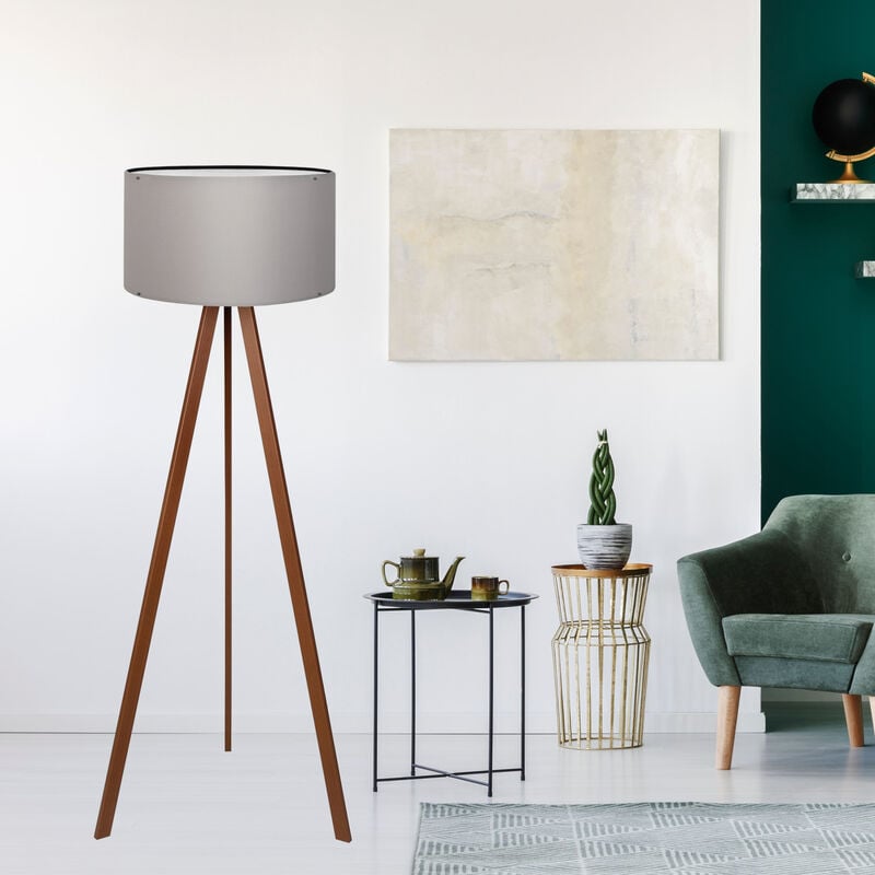 foto del prodotto lampada da terra a treppiede newport alta 140 cm paralume cilindrico grigio lux.pro