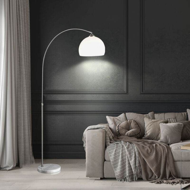 foto del prodotto lampada da terra ad arco a led, altezza regolabile, lampada ad arco, lampada da soggiorno, lampada da terra con base in marmo, 1x led e27 bianco