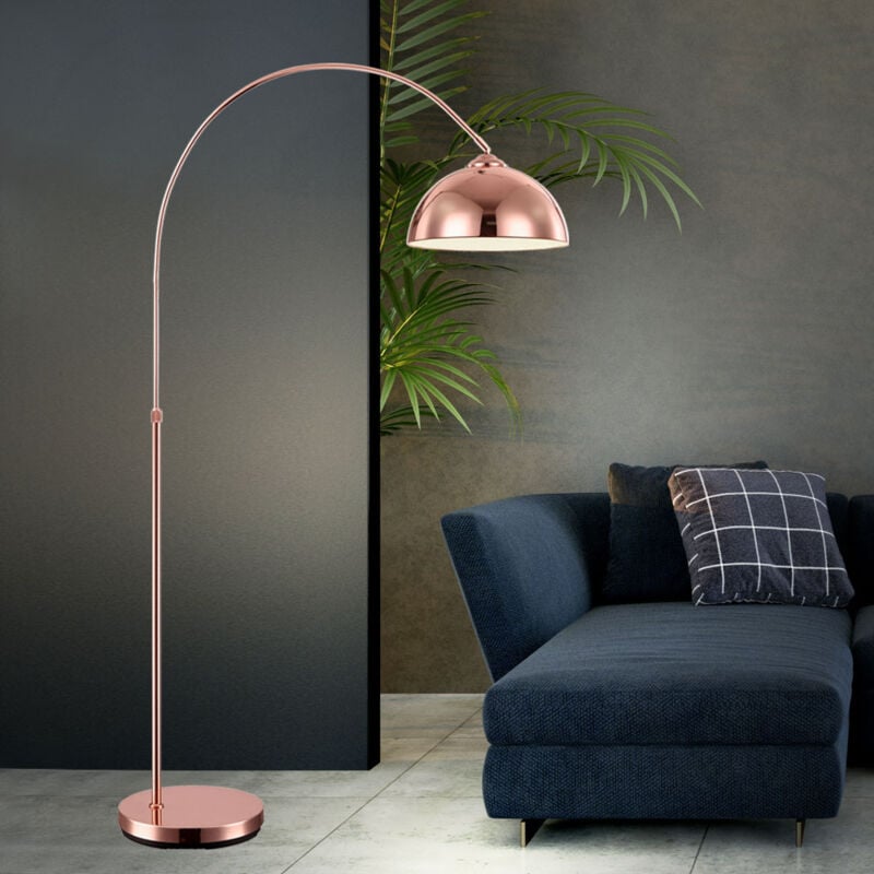 foto del prodotto lampada da terra ad arco a led lampada da terra color rame illuminazione interruttore a pedale altezza regolabile soggiorno dormitorio sala da pranzo