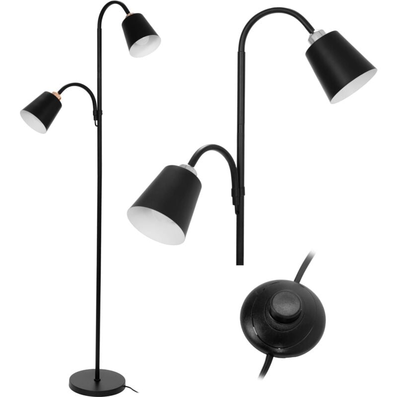 foto del prodotto lampada da terra app924 2f nero 2 punti luce e27 164cm