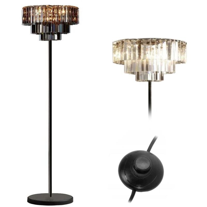 foto del prodotto lampada da terra app925 3f vetro 3 punti luce e14 37x37x140cm
