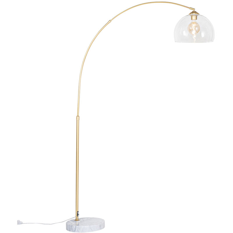 foto del prodotto lampada da terra arc moderno acciaio,marmo,vetro ottone trasparente sfera e27 max. 1 x 4.9 watt qazqa