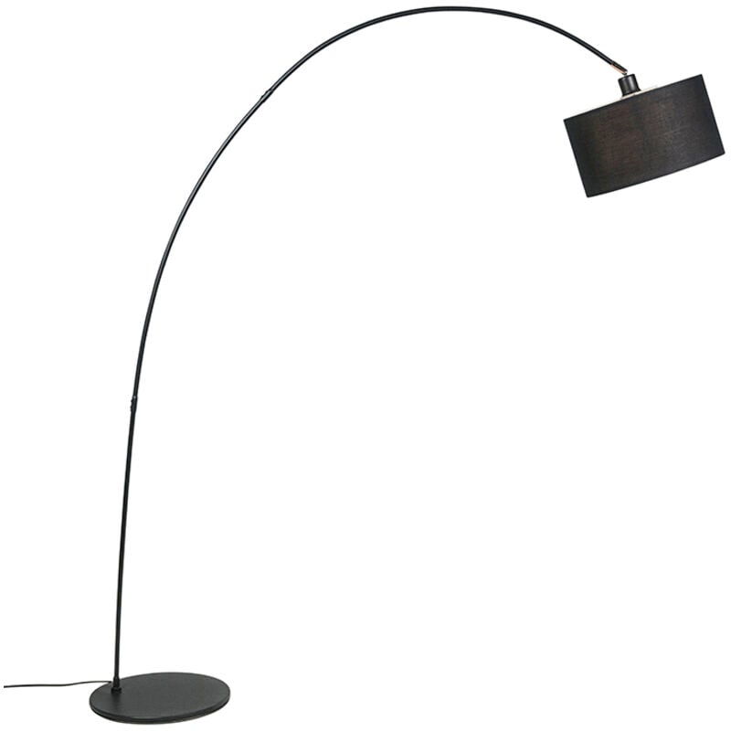 foto del prodotto lampada da terra arco vinossa moderno acciaio,tessuto nero oblungo e27 max. 1 x 7 watt qazqa